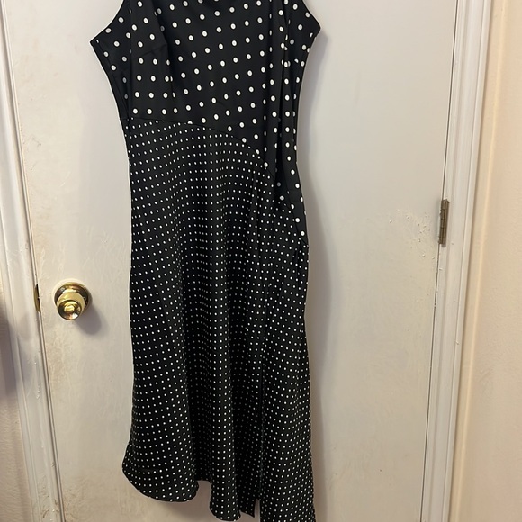 Asymmetrical Midi Slip Dress - A New Day Black Polka Dots - Picture 6 of 10